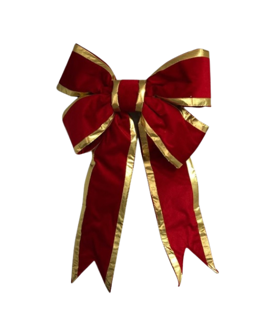 45cm Red and Gold Ribbon Bow with UV Coating