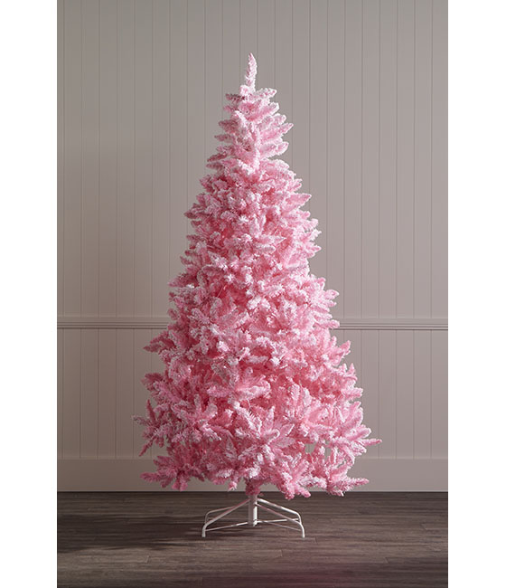 Pink Prelit Snowflocked Pine Artificial Christmas Tree 7.5 foot The Christmas Tree Company