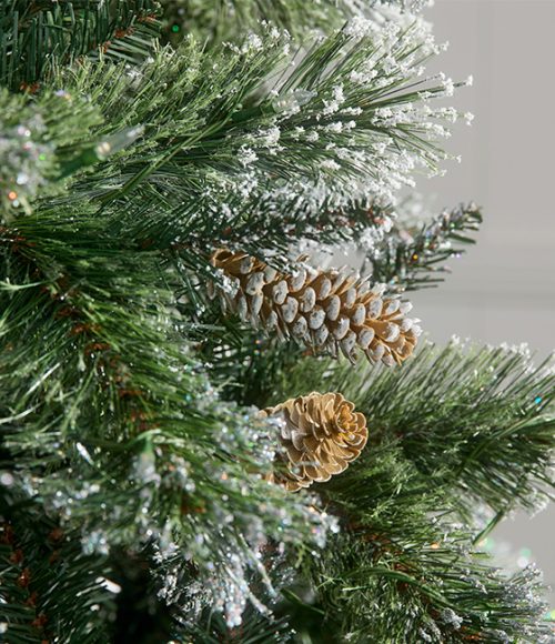 Buy Pre-Lit Snow Flocked Pine Tree - Artificial Christmas Tree - 7.5 ...