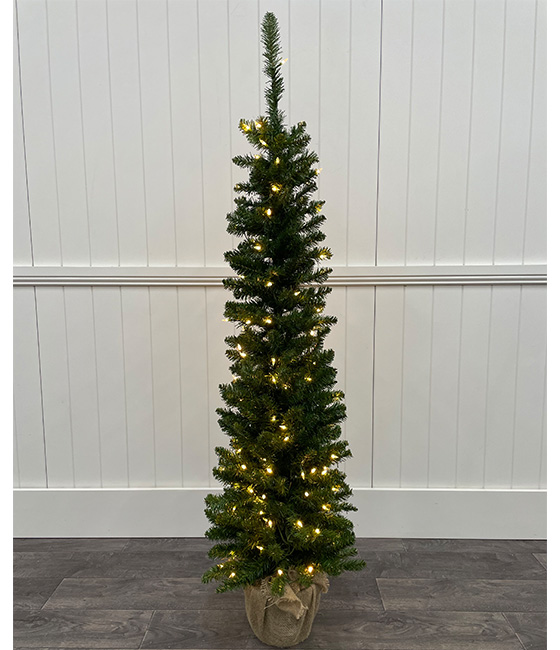 PreLit Tree in Hessian Pot Artificial Table Top Christmas Tree