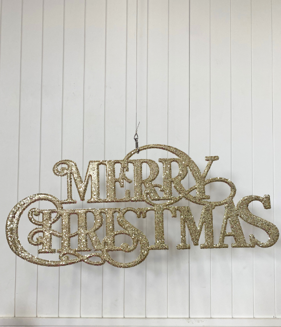 97cm Champagne Glitter "Merry Christmas" Sign