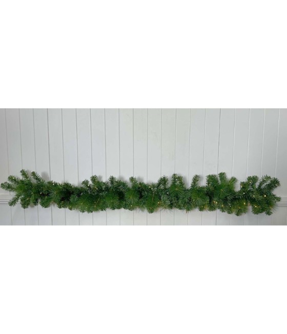Pre-lit Battery Operated Green Garland - Green - 180cm