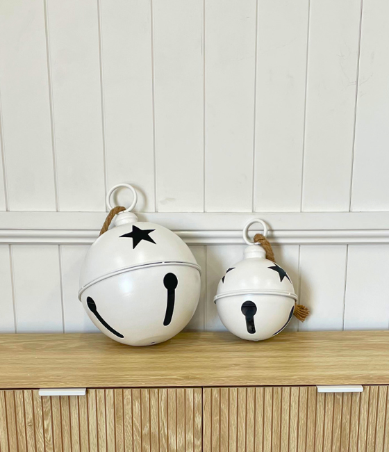 16cm White Metal Round Bell with Star Cut-Out - Image 2